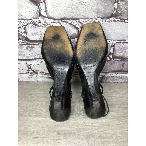 Prada Black Patent Leather Peep Toe Wedge Strap Sandals Women’s Sz 36EU/5.5M US - Picture 15 of 16